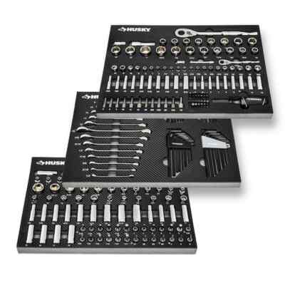 Husky 244 Piece 72 Tooth Ratchet Metric Socket Wrench Drive Mechanics Tool Set
