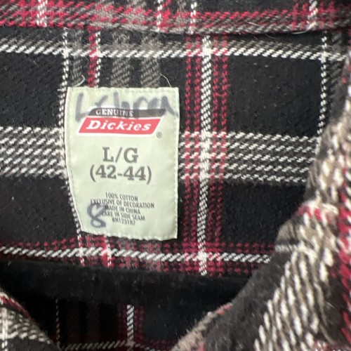 Dickies Flannel Button Up Mens Plaid Heavy Weight Red Gray Black SZ Large 42-44 - Picture 3 of 5