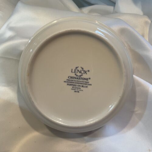 3 Lenox Chinastone Poppies On Blue Soup Cereal Bowls Floral Retired USA Made - Picture 3 of 3