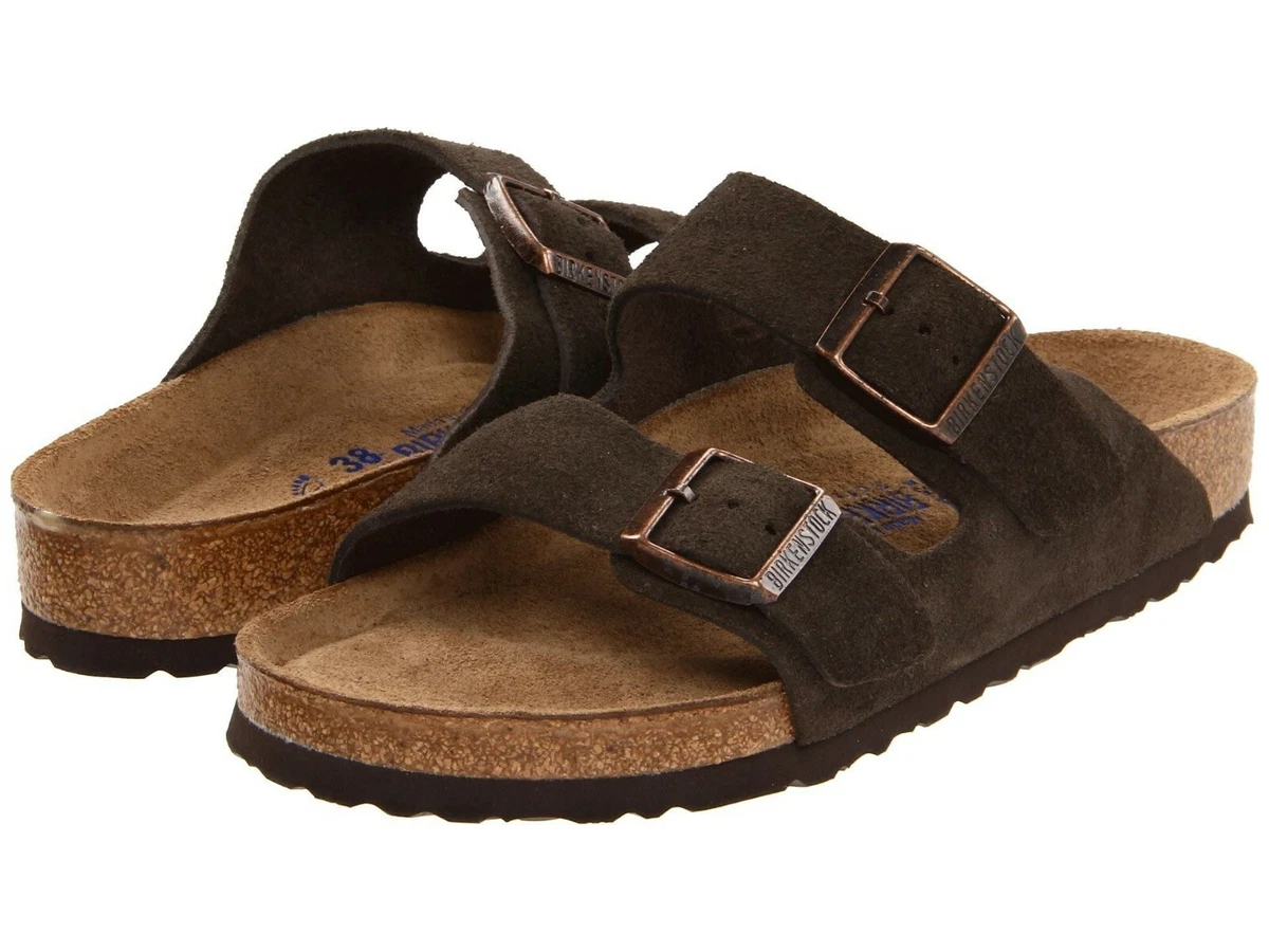Birkenstock arizona mocha suede hotsell soft footbed