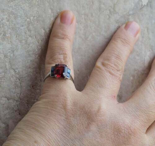 Lab Created Emerald Cut Gemstone With Prong Beautiful Simple 935 Silver Ring - Picture 4 of 6