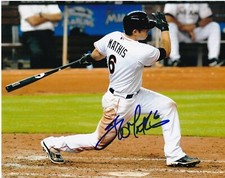 JEFF MATHIS   MIAMI MARLINS   ACTION SIGNED 8x10