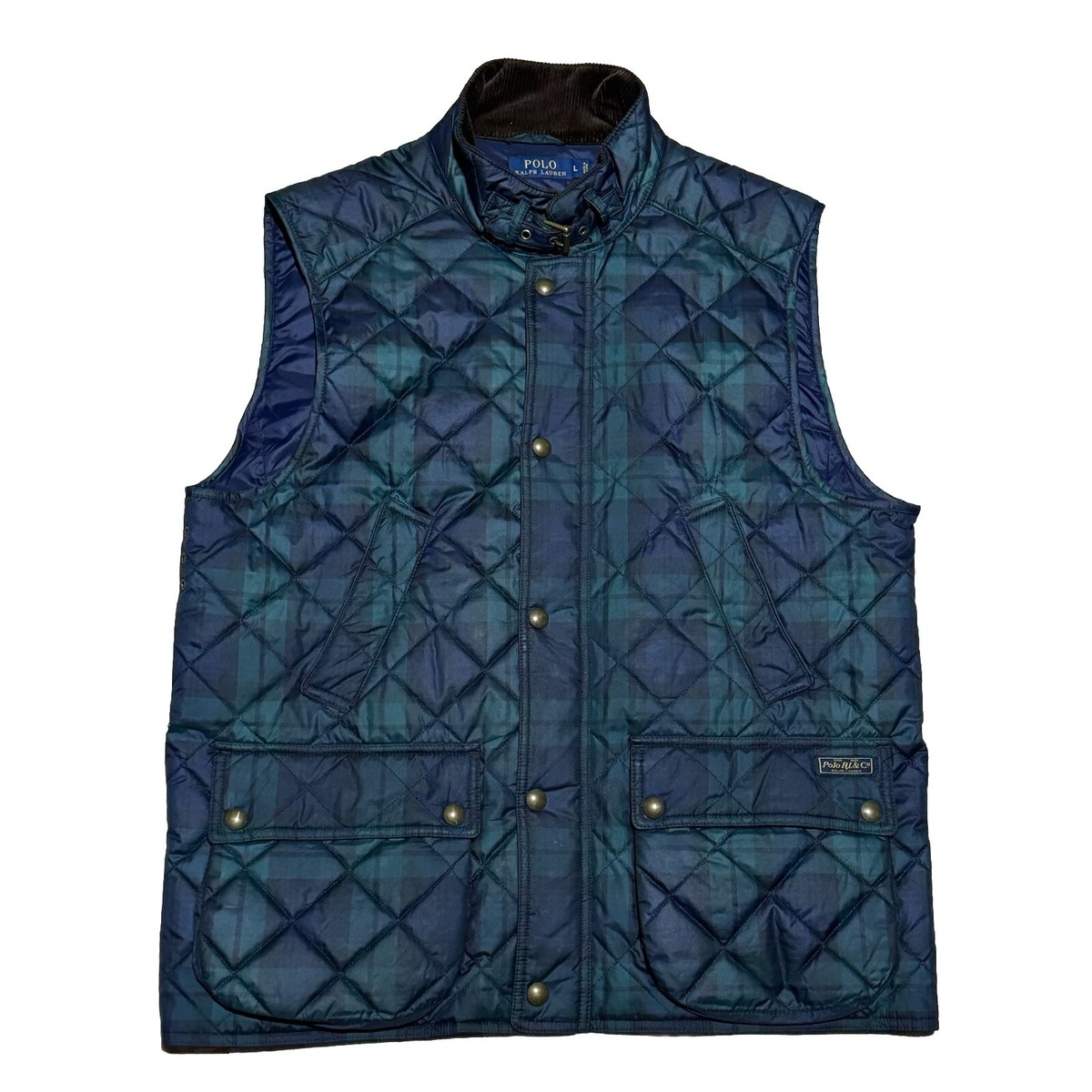 Ralph Lauren Polo Blackwatch Plaid Quilted Filled Vest Jacket