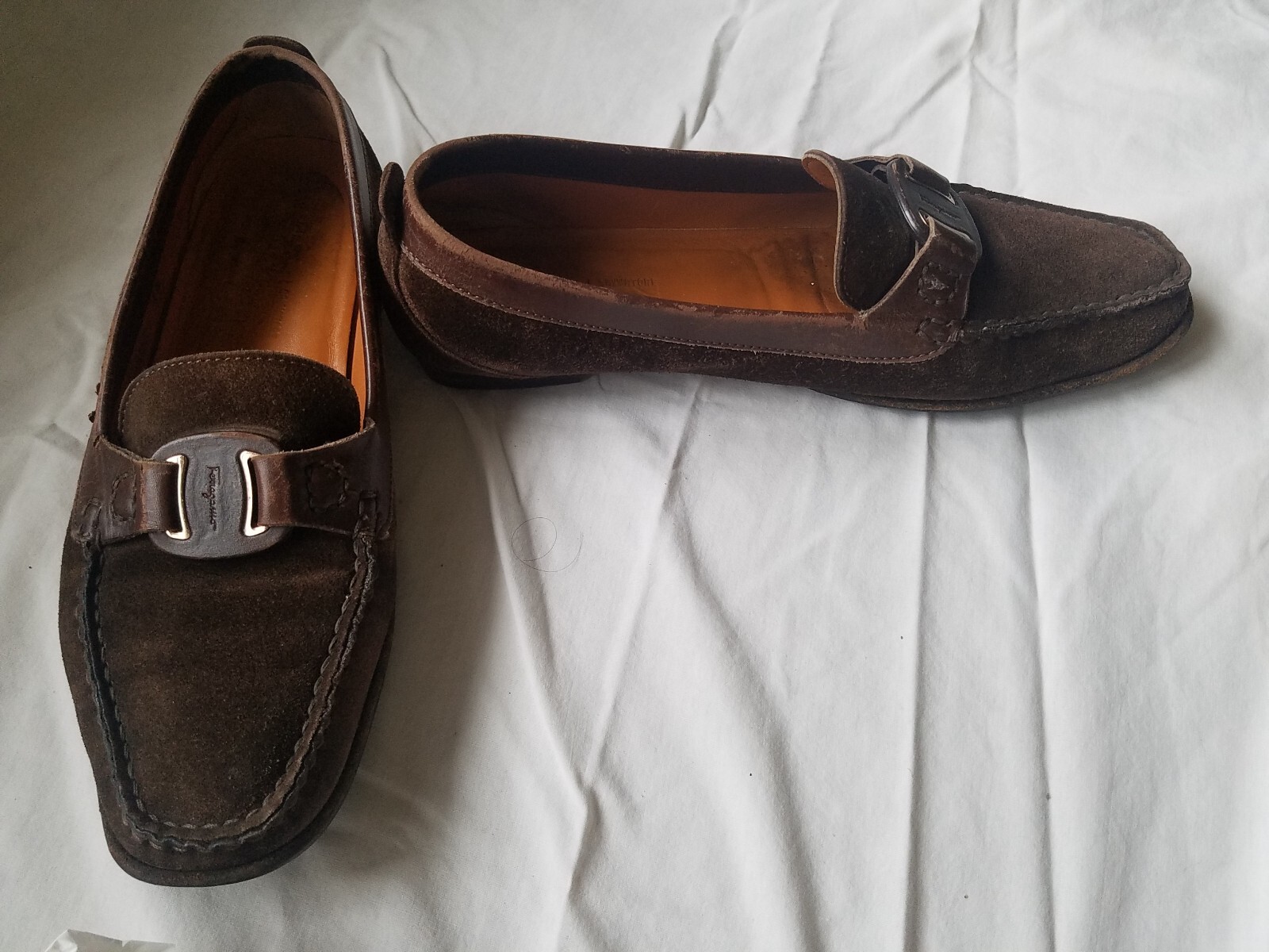 salvatore ferragamo Brown Suede Buckle loafers size 7.5 B