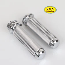 1" Handlebar Hand Grips Chrome For Harley Road King Sportster 883 1200 Softail