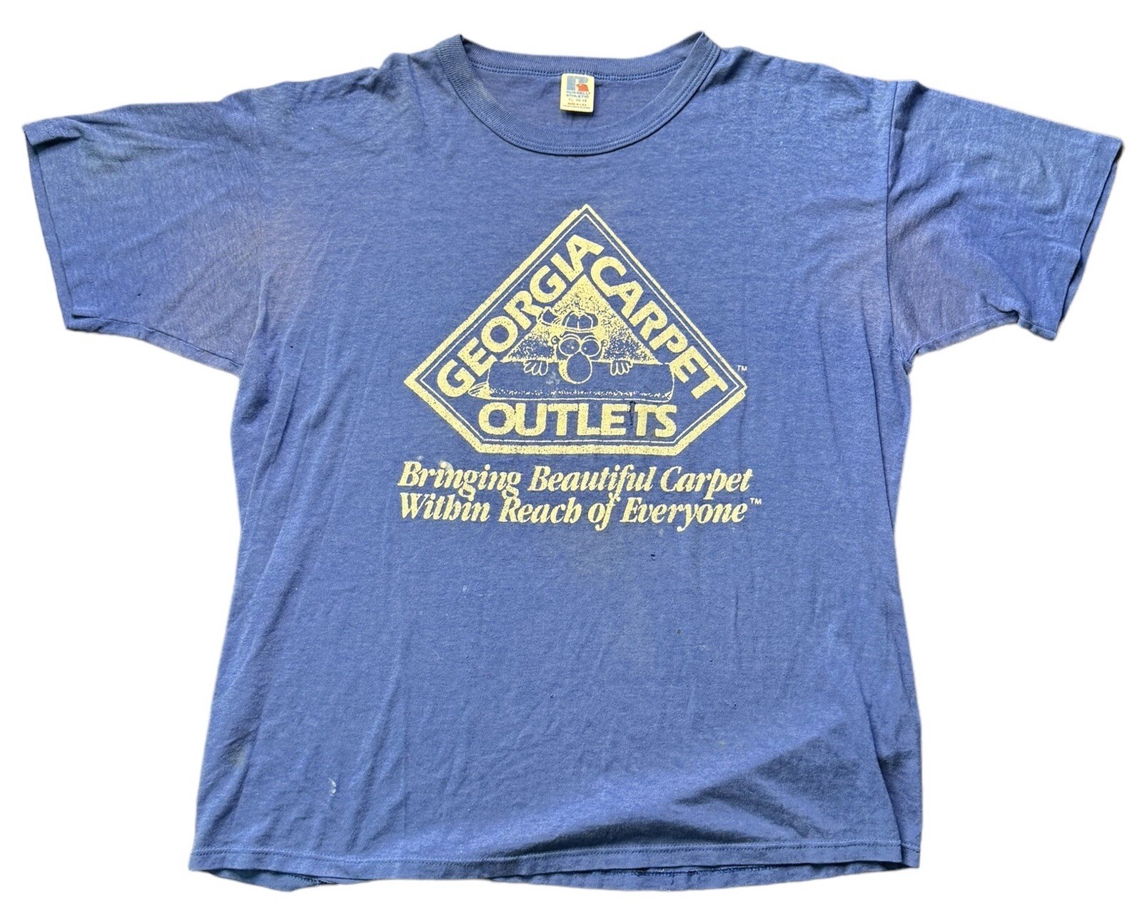 Vintage Carpet Outlets TShirt Men’s XL 80’s Distressed Blue eBay