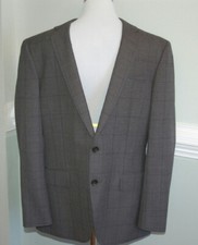 J.Crew 425 Ludlow Suit Jacket Windowpane English Wool 40r Cl Navy Grey F5750