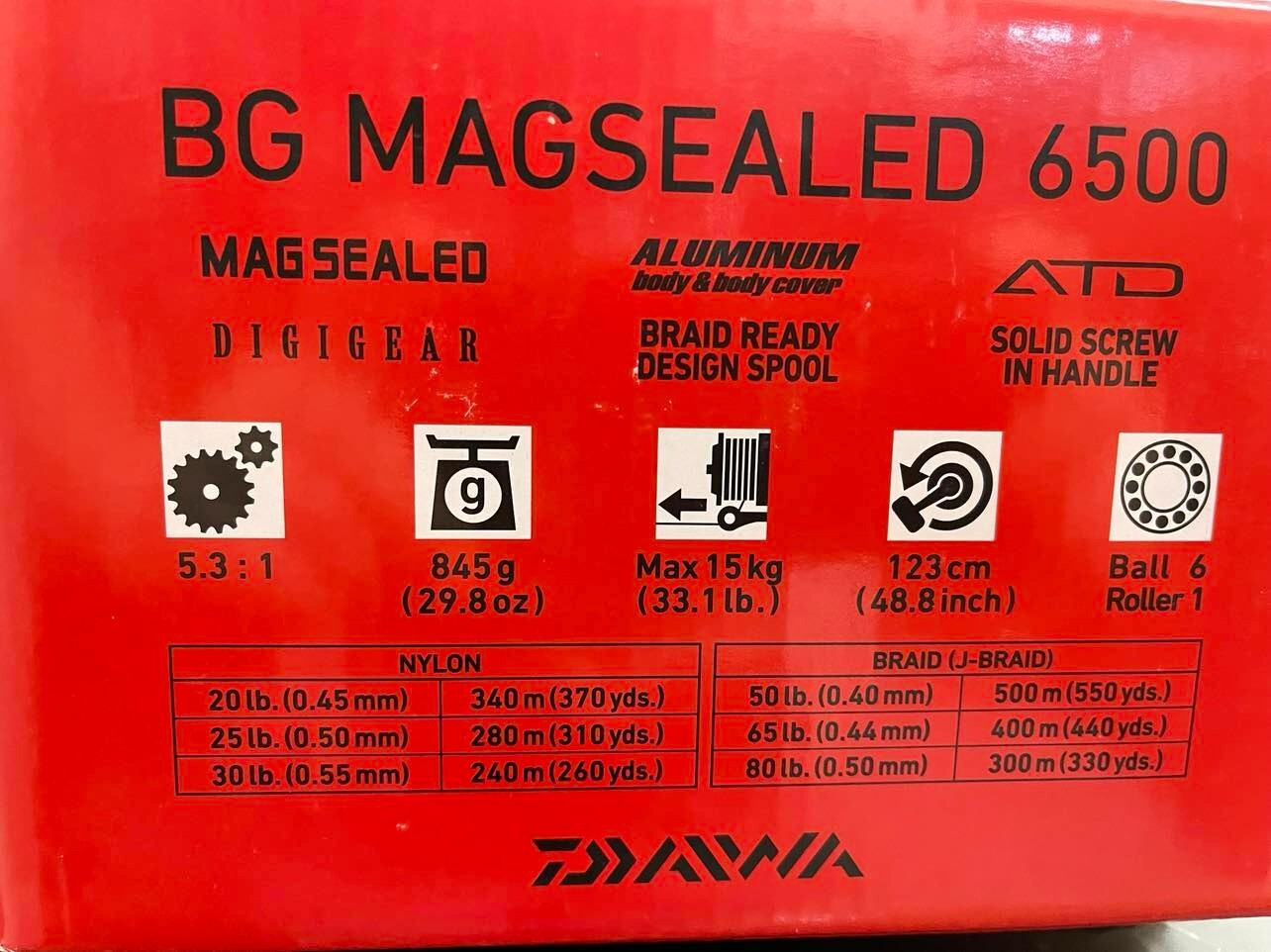 DAIWA BG MAGSEALED 6500 5.3:1 33lb Drag Braid: 300m/80lb, 500m/50lb 6+1BB NIB