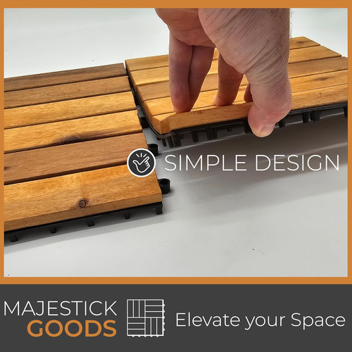 8 Sq Ft Interlocking Deck Tiles Snap Together Wood Flooring - 12 X 12 Acacia Har - Picture 8 of 9