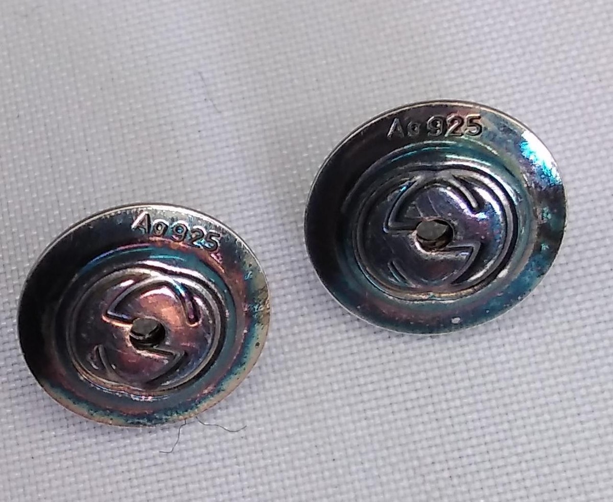 GUCCI Authentic Bee Logo Heart Earrings Silver 925 Ag925 GUCCI Authentic Bee Logo Heart Earrings Silver 925 Ag925