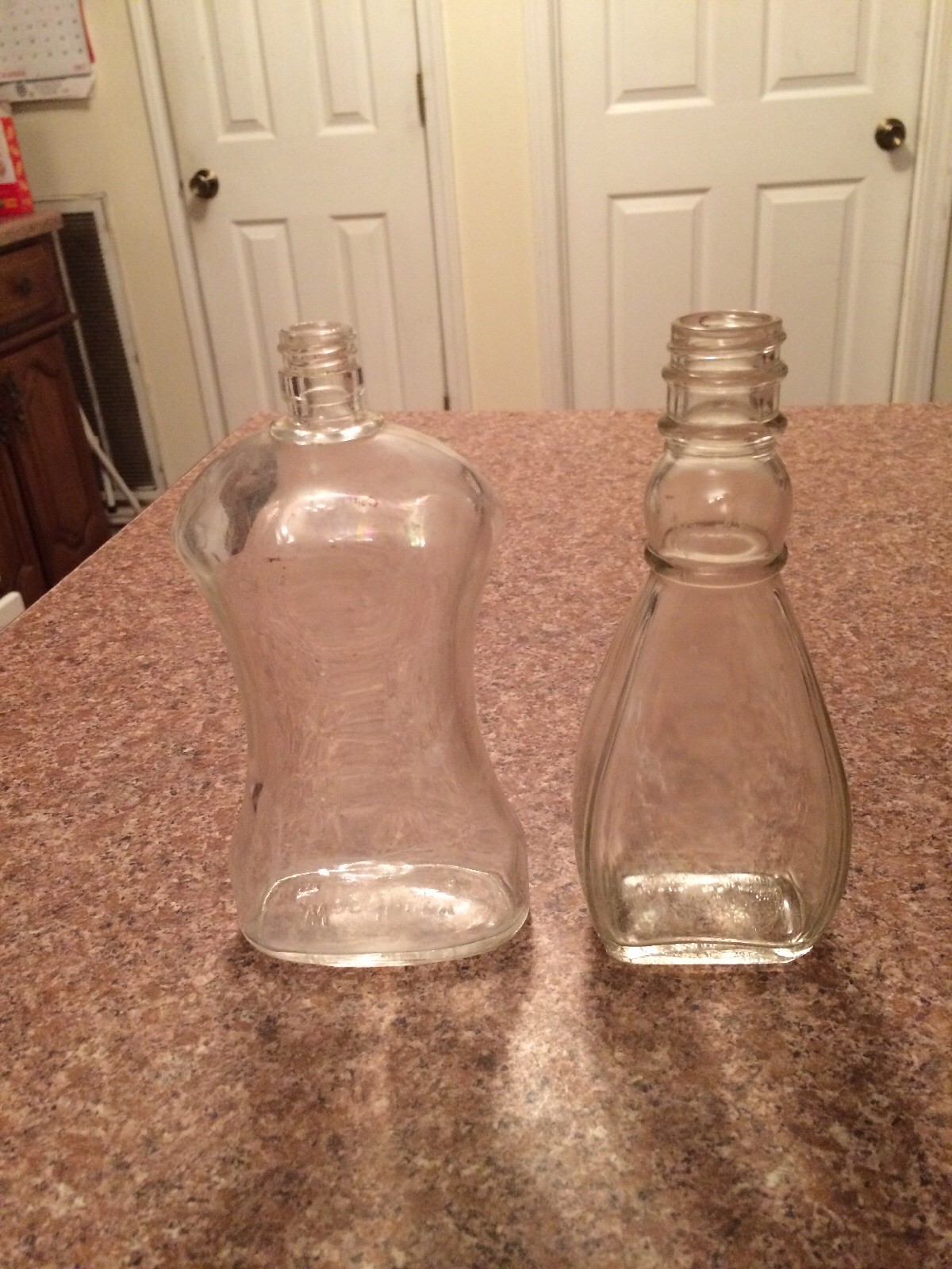 Two antique Vintage Clear Bottle Woodbury &vtg Corked Spice/or Colonge