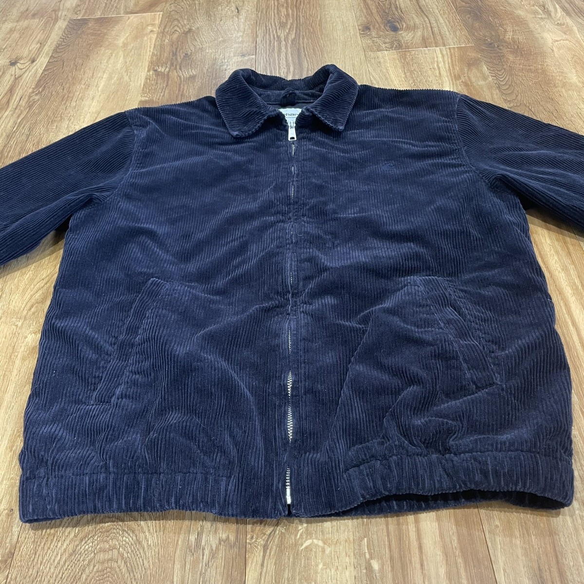 Carhartt WIP Madison Navy Jumbo Cord Corduroy Lined Bomber Jacket