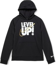 Nike Boy's Level Up Pullover Hoodie Sweatshirt Black Big Kids Size Small NWT