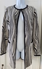 Womens Frank Lyman Black White Jersey Pockets Lightweight Jacket Cardigan 10 Vgc