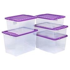 Plastic Storage Boxes Coloured Clip Lid Quality Stackable Container Lightweight