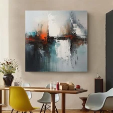 Abstract Canvas Painting Oil Painting Abstract  Abstract Wall Art Black Red