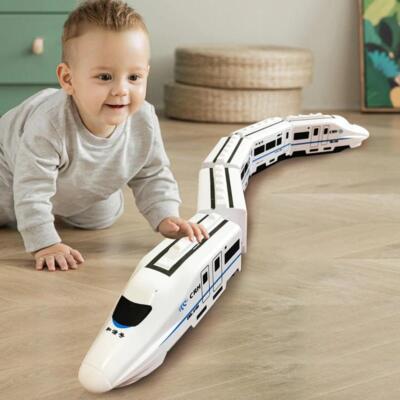 DIY Elektrischer Zug mit Sound & Licht, Hochgeschwindigkeitsbahn Modell Spielzeug für Kinder