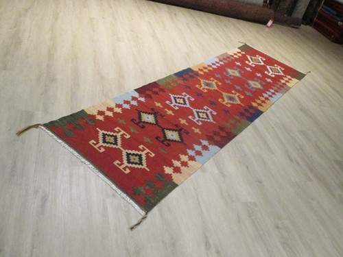 ESATATE 3'x10' RUNNER KILIM REVERSIBLE VEGETABLE DYE FLAT WEAVE WOOL RUG 582310 - Picture 4 of 12