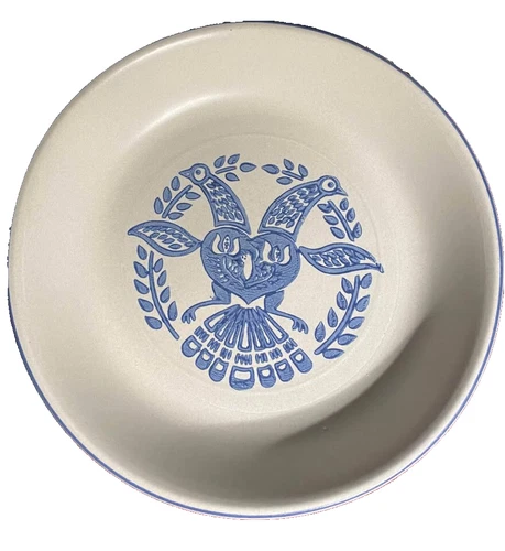 Vintage Pfaltzgraff 9.5" Yorktowne Peacock Pie Plate Blue Birds Serving Dish