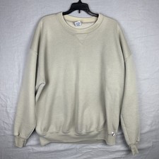 Vintage Russell Athletic Sweater Mens 2XL Beige Sweatshirt Pullover Made In USA