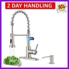 Kitchen Faucet with Pull Down Sprayer and Soap Dispenser, High Arc Spring 304...