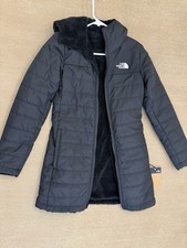 The North Face Women  s Black Hooded Insulated Polyester Basic Coat Logo XS