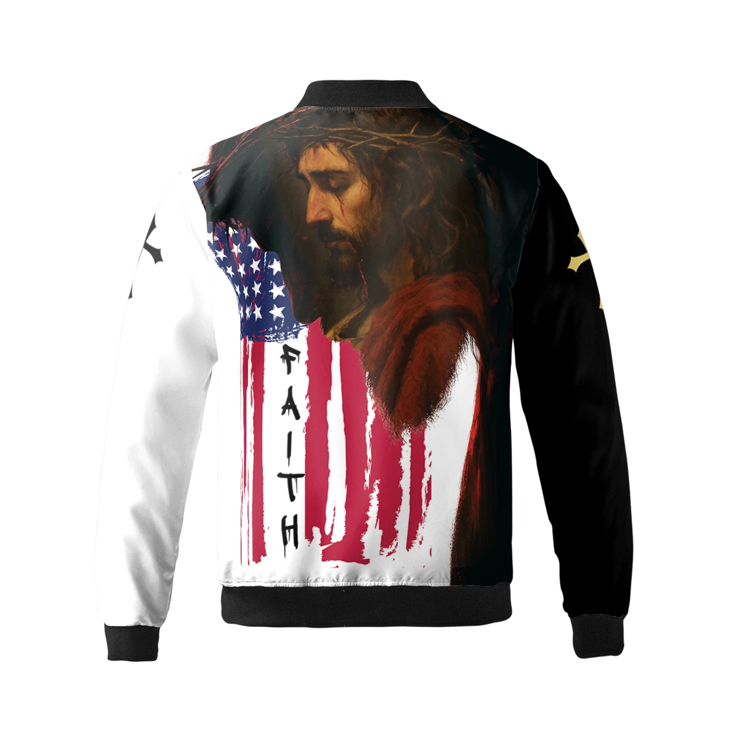 Personalized Jesus Crown Of Thorns Faith Christmas Gift Christians Bomber Jacket image 3