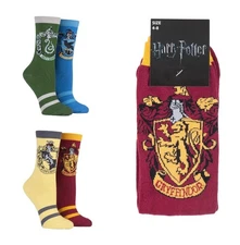 Harry Potter Socks Womens Hogwarts School House Badges Fun Perfect Gift- 4 Pairs
