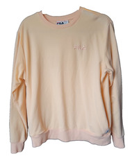 Fila womens sweatshirt sz L crew neck long sleeve peach color pockets Fila logo