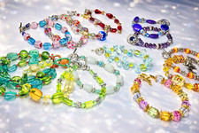Colorful Bracelets Lot of 12 Rainbow Green Yellow Beaded Toggle Bracelet