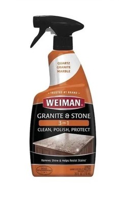 Weiman GRANITE & STONE Marble Countertops 3-IN-1 CLEAN POLISH PROTECT 24oz Spray