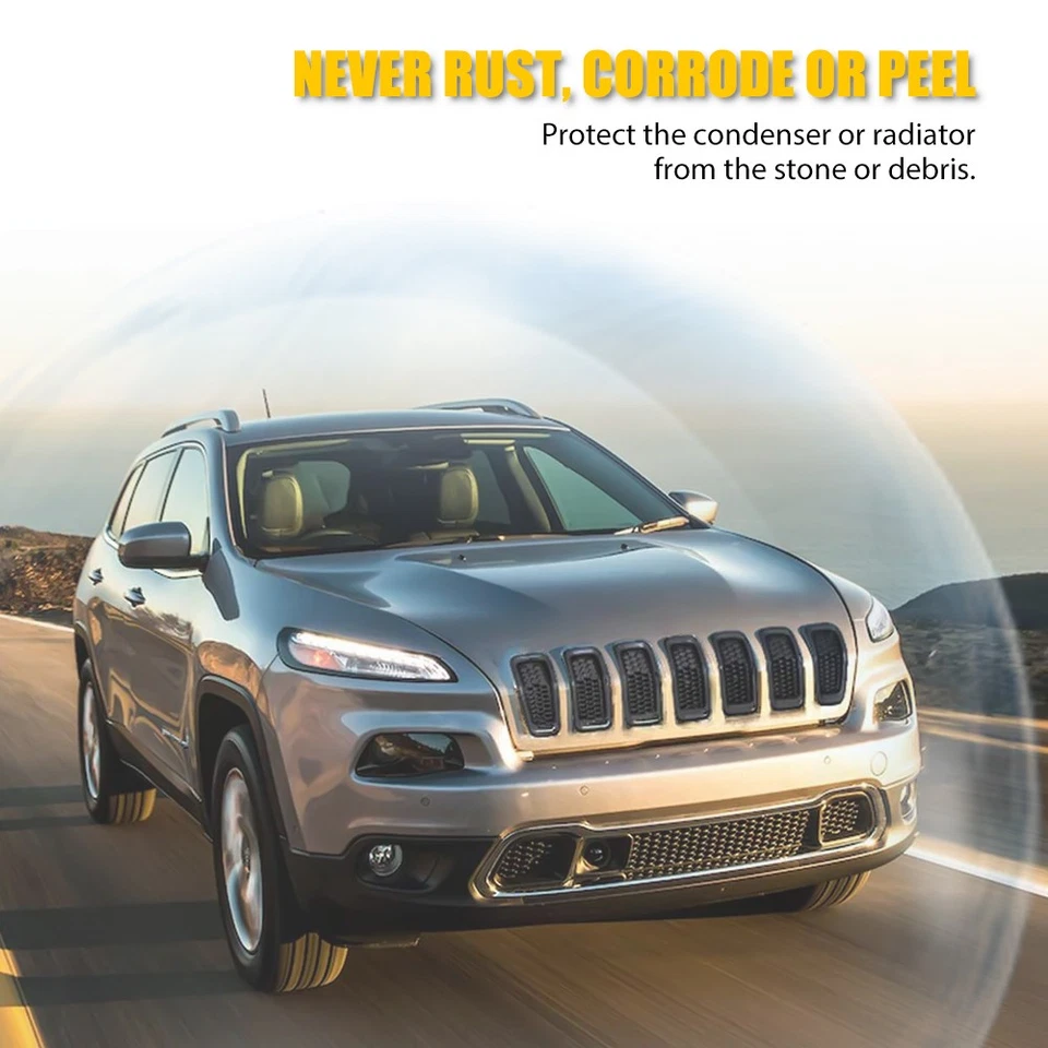 7X Black Front Bumper Honeycomb Mesh Grill Inserts for Jeep Cherokee 2014-2018 - Image 3 of 4