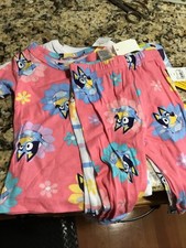 Bluey Bingo Toddler Girls 2-Pack Pajama Set Pink White Floral 18M New