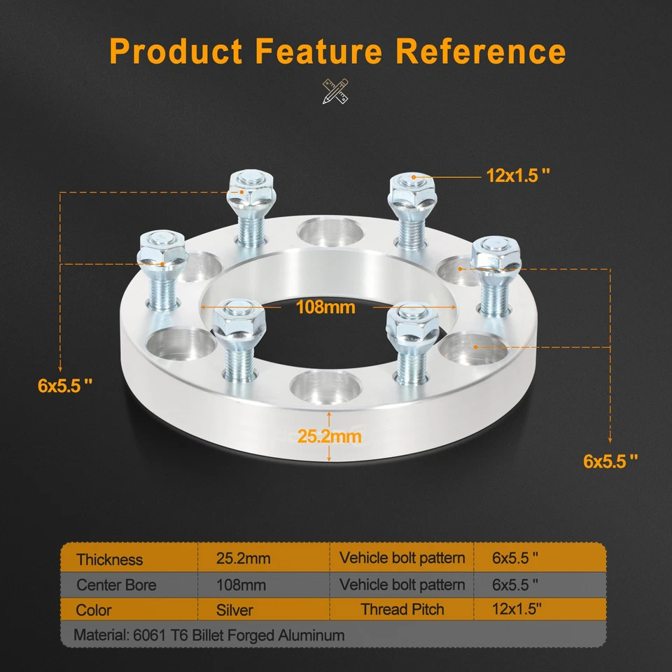 Espaciadores de rueda de 1" de grosor 6x5,5 para Chevy Colorado GMC Canyon 2004-2014 4 piezas Foto 3 de 4
