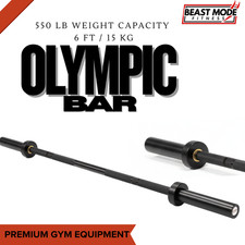 6ft Olympic Barbell Black Weightlifting Gym Bar 2" Olympic Bar Home Gym