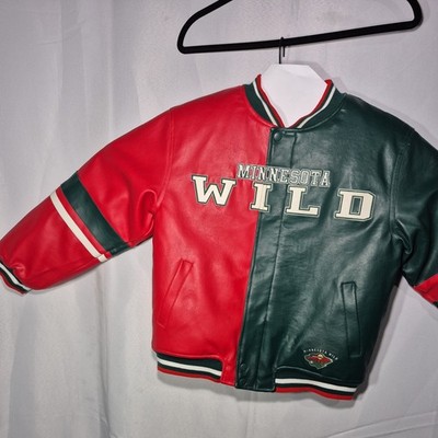 Vintage Minnesota Wild vinyl Leather Jacket Mighty Mac Sport Youth