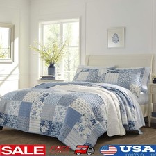 100 Cotton Twin Quilt Bedding Set Patchwork Design Easy Care Sham Included New
