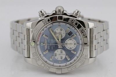 Breitling Chronomat 44 Limited Edition Blue MOP Steel Chronograph Watch AB0110