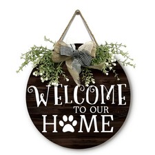 Welcome To Our Home Door Wreath Wooden Welcome Door Sign for Porch Wall Outdo...