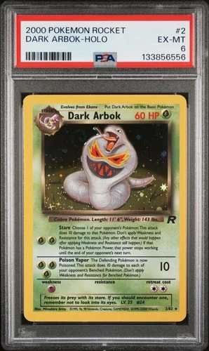 2000 Team Rocket #2 Dark Arbok Holo PSA 6 SWIRL 23000 Error