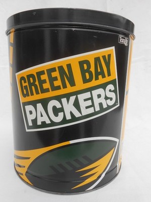 Vintage Green Bay Packers 90's NFL Collectors Edition Tin Metal Trash Can w/Lid