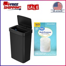 Mainstays Kitchen Automatic Trash Can, 13.2 Gallon Plastic Motion Sensor Garbage