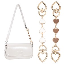 Bag Extender Chain, 2 Pcs Purse Strap Heart Shape Chain, White/Brown