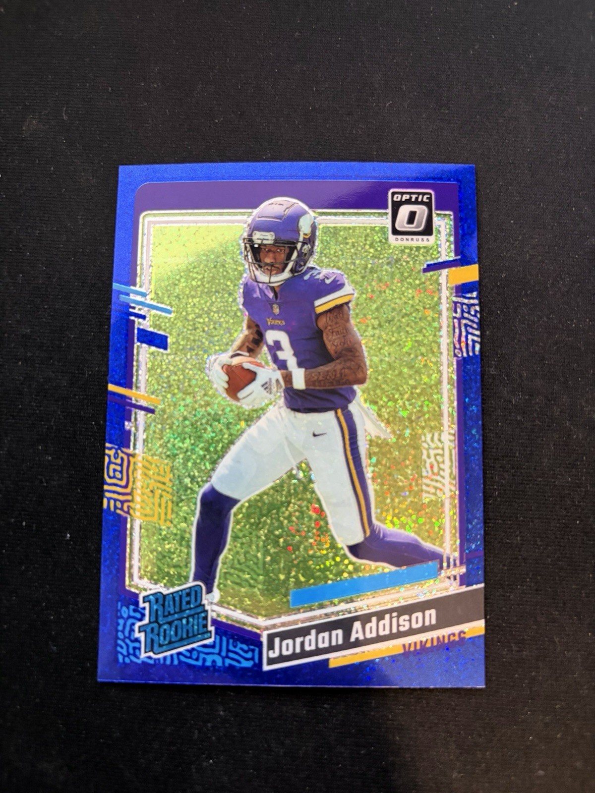 2023 Panini Donruss Optic - Rated Rookie Jordan Addison #271 Blue Glitter Prizm