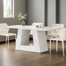 Dining Table Faux Marble Modern Dining Table White Kitchen Table for Dining Room