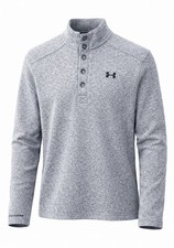 Under Armour Mens Medium Storm1 Cold Gear Gray Quarter Button Pullover Sweater