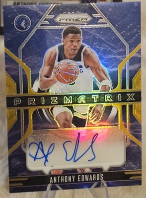 2024- Prizm - Anthony Edwards-GOLD Auto 1/10 Prizmatrix  #PMX-AET 