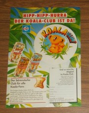 Seltene Werbung Sch&ouml;ller KOALA - Der Koala-Club ist da 1992