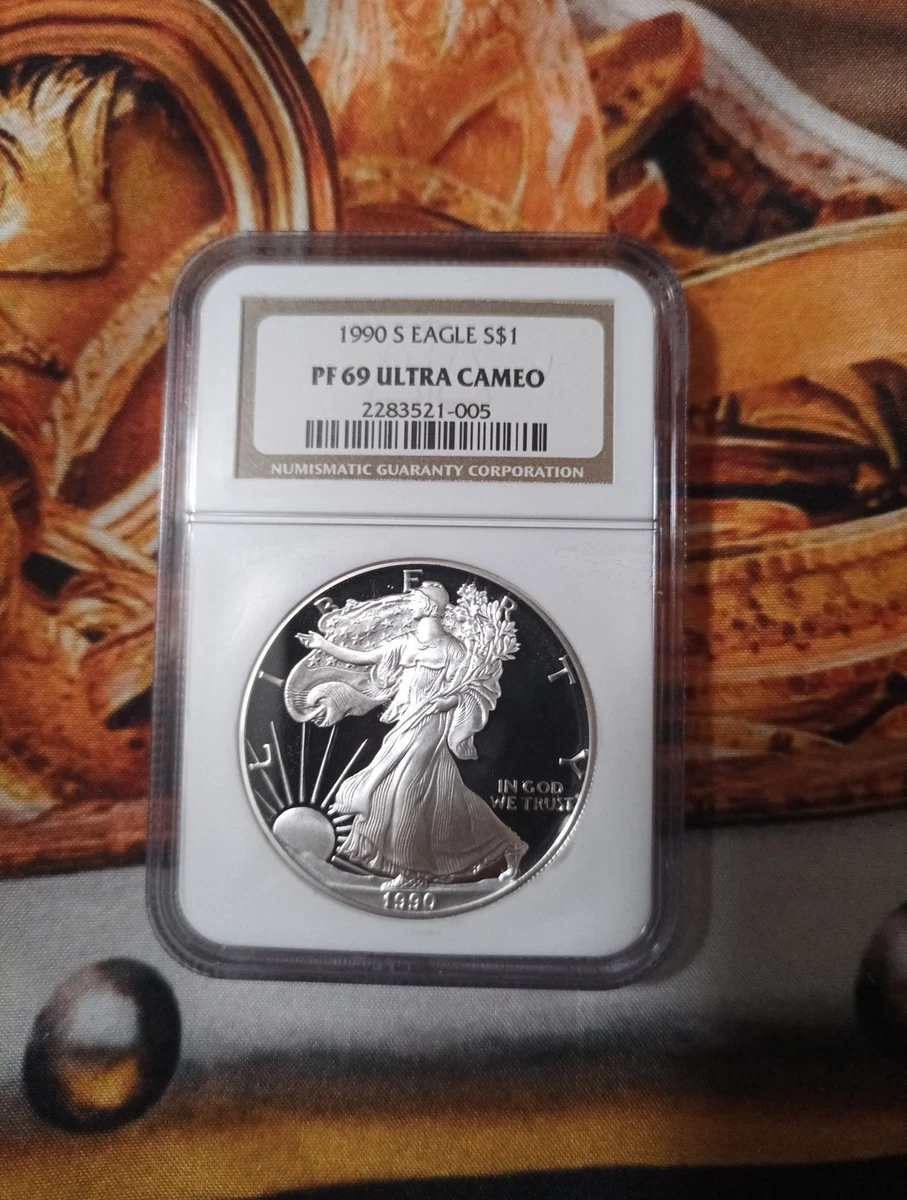 【至高の鏡面】1990年S イーグル銀貨 NGC PF69 UC プルーフ 希少 American Eagle PR 69 Graded 1990 Silver Bullion Coins for sale | eBay