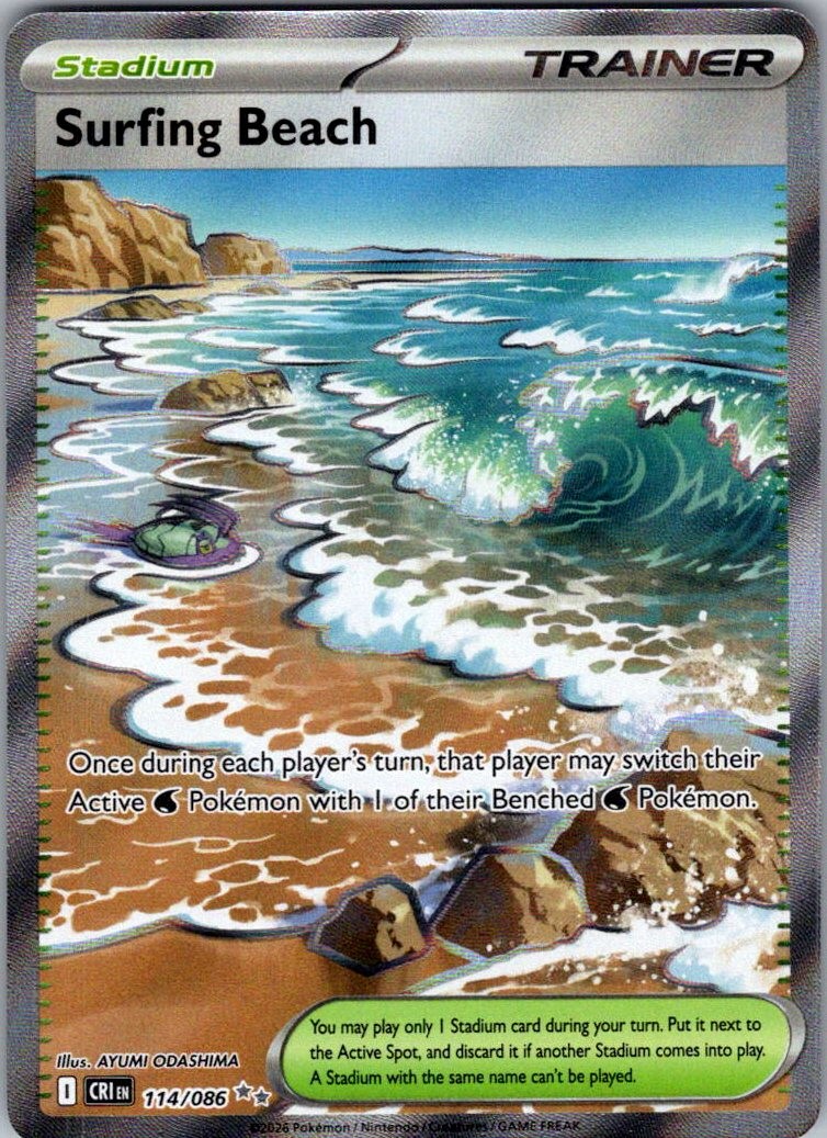 Surfing Beach Chaos Rising 114/086 Ultra Rare Pokemon Near Mint